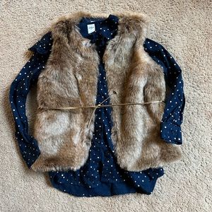 Girls Faux Fur Vest and Shirt set size 7
